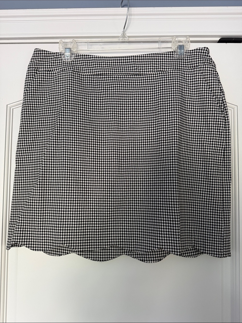 Black & White Gingham Scalloped Mini Skort